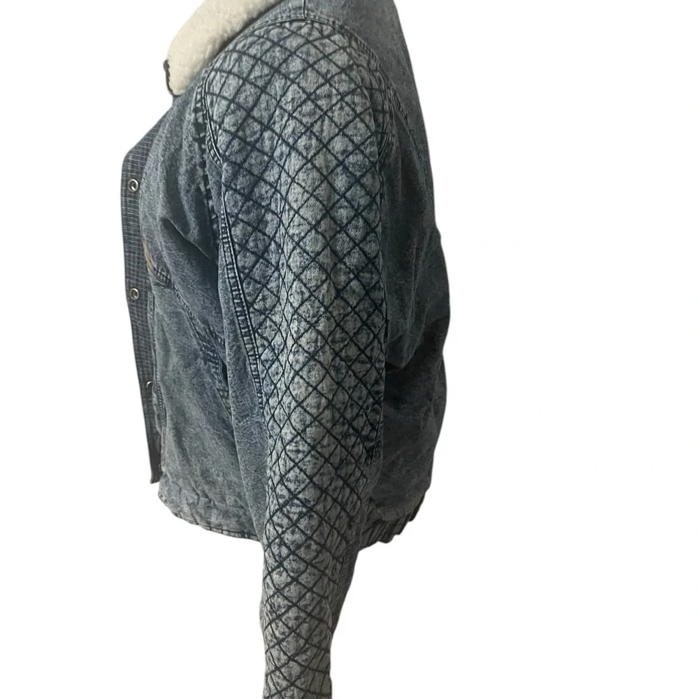 Vintage Ruth Douglas Sherpa Lined Denim Jacket Women Size Small Light Wash